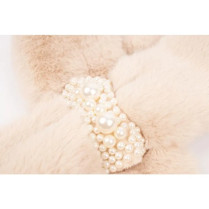 Pearl Cluster Faux Fur Scarf