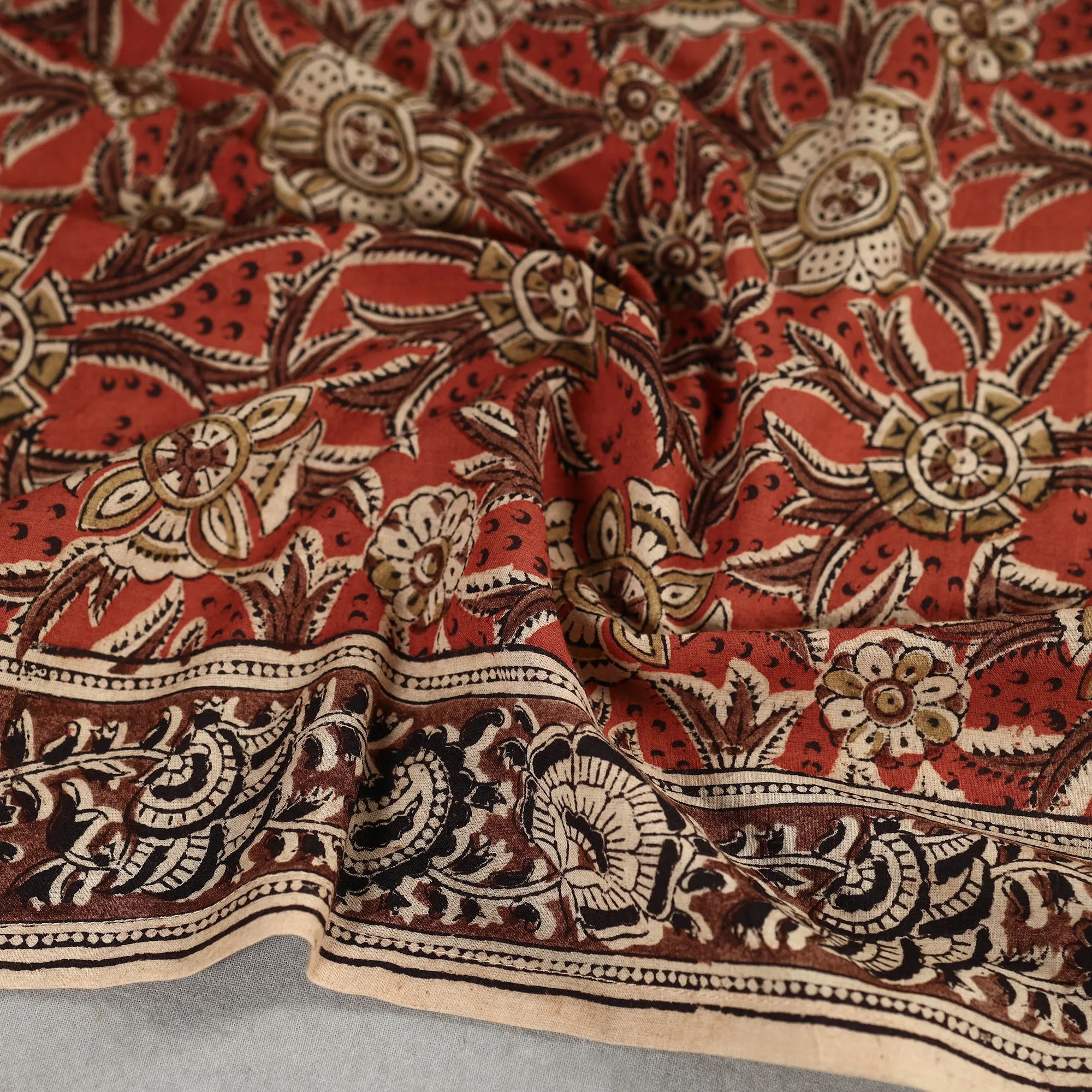 Pedana Kalamkari Block Printed Natural Dyed Cotton Scarf 45