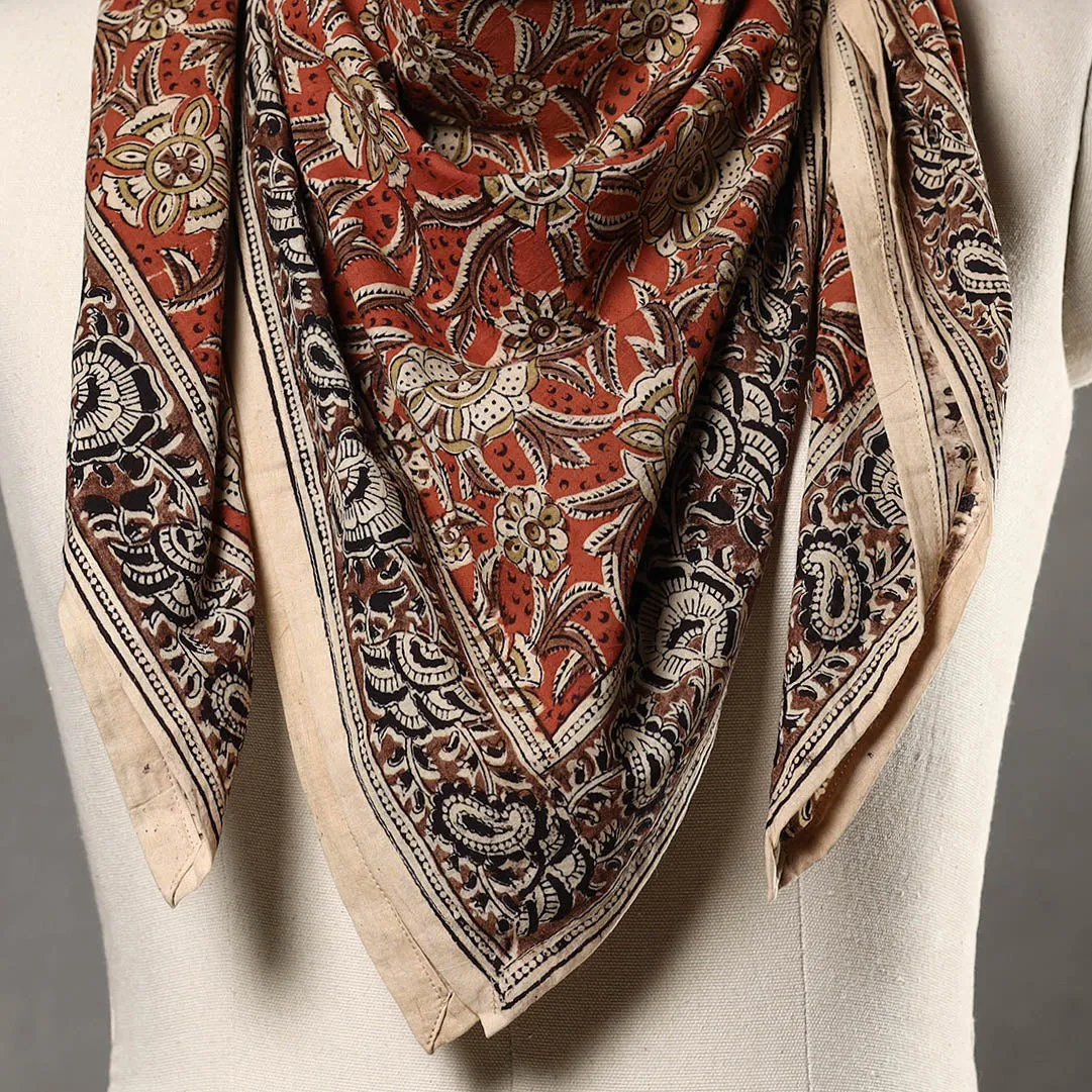 Pedana Kalamkari Block Printed Natural Dyed Cotton Scarf 45