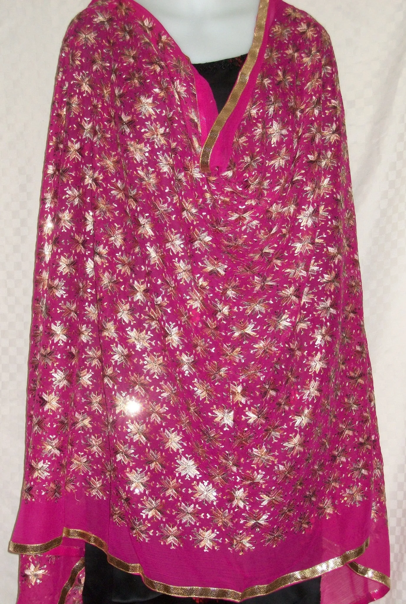 Phulkari Dupatta Scarf Pink