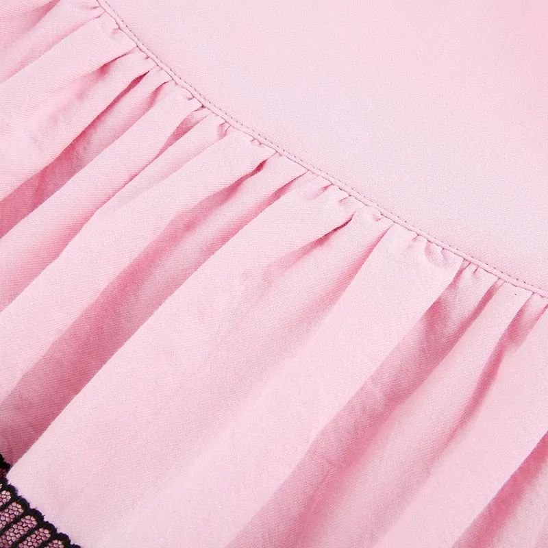 Pink Black Layered Skirt