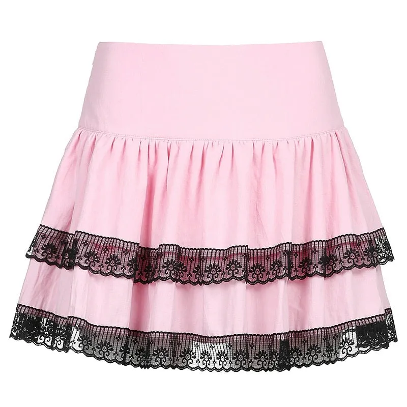 Pink Black Layered Skirt