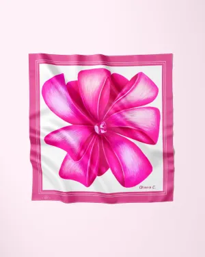 PINK BOW Designer 100% Silk Art-A-Porte Scarf Pink Border