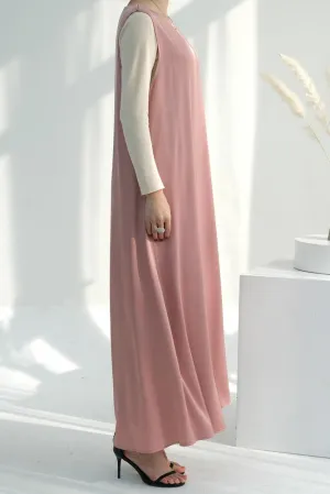 Pink Duniia slip dress maxi length sleeveless in satin fabric