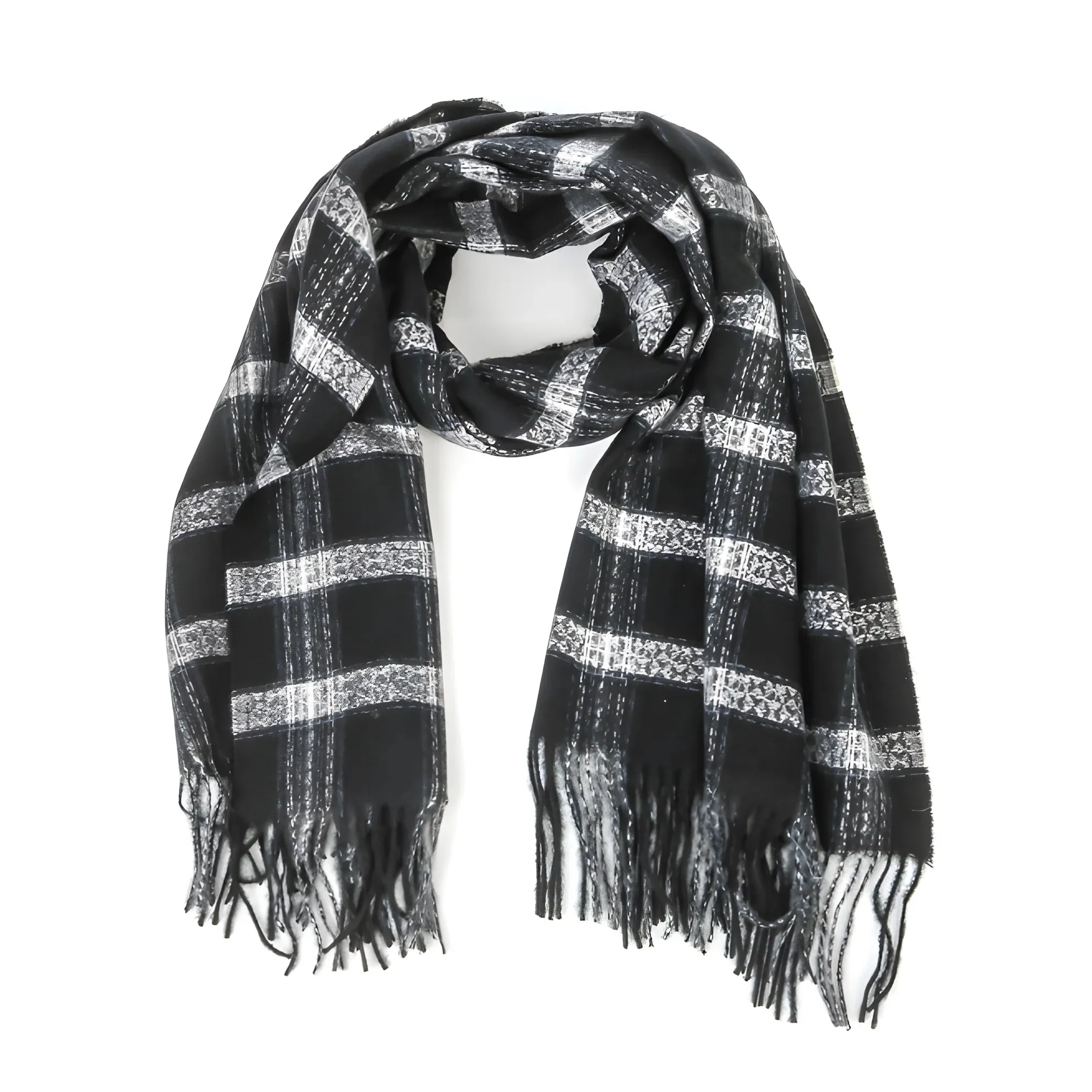 Plaid Winter Fringe Oblong Scarf