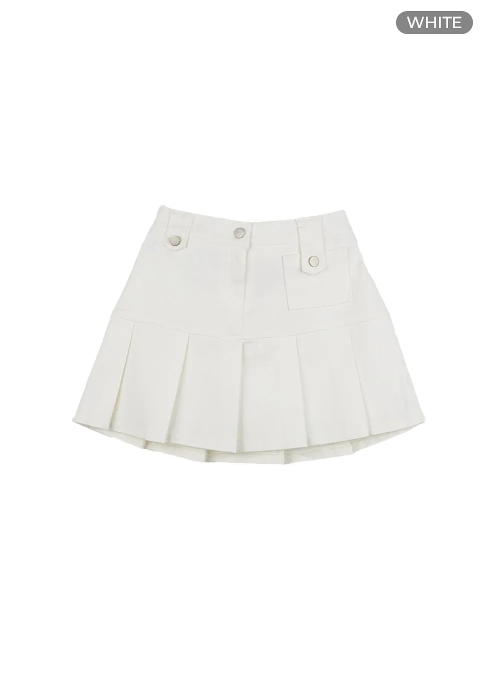 Pleated Button Mini Skirt CG427