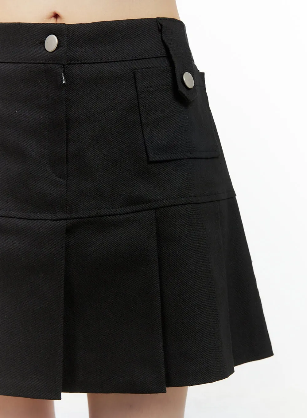 Pleated Button Mini Skirt CG427