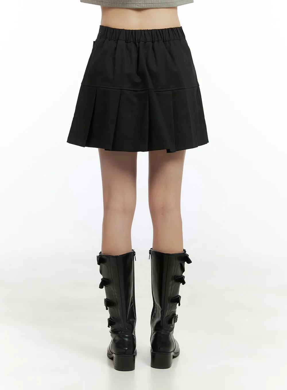 Pleated Button Mini Skirt CG427