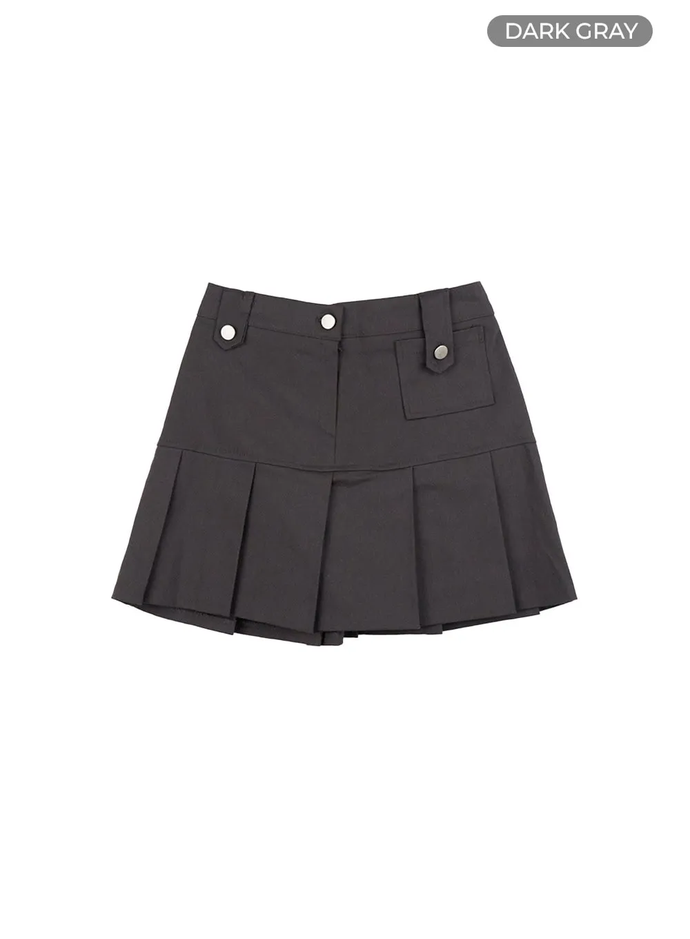 Pleated Button Mini Skirt CG427