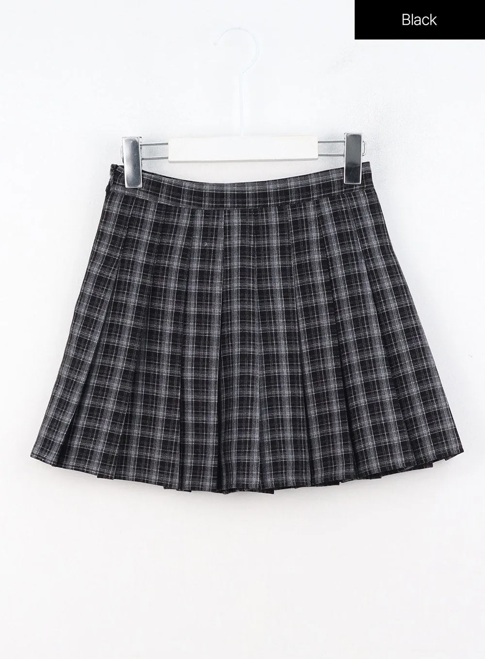 Pleated Check Mini Skirt OO327