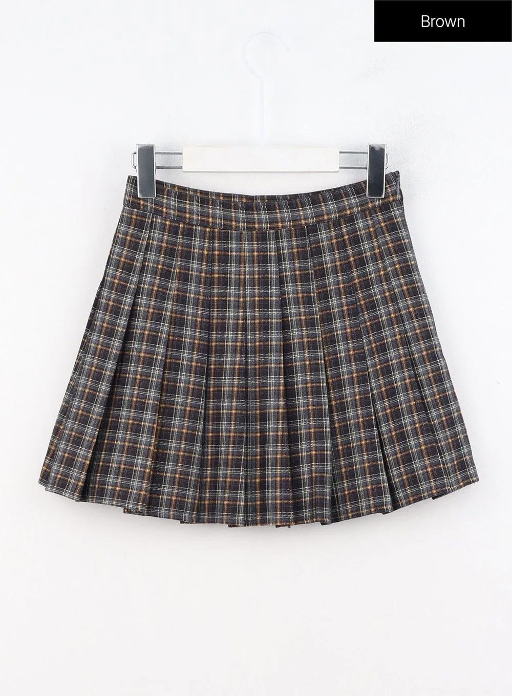 Pleated Check Mini Skirt OO327