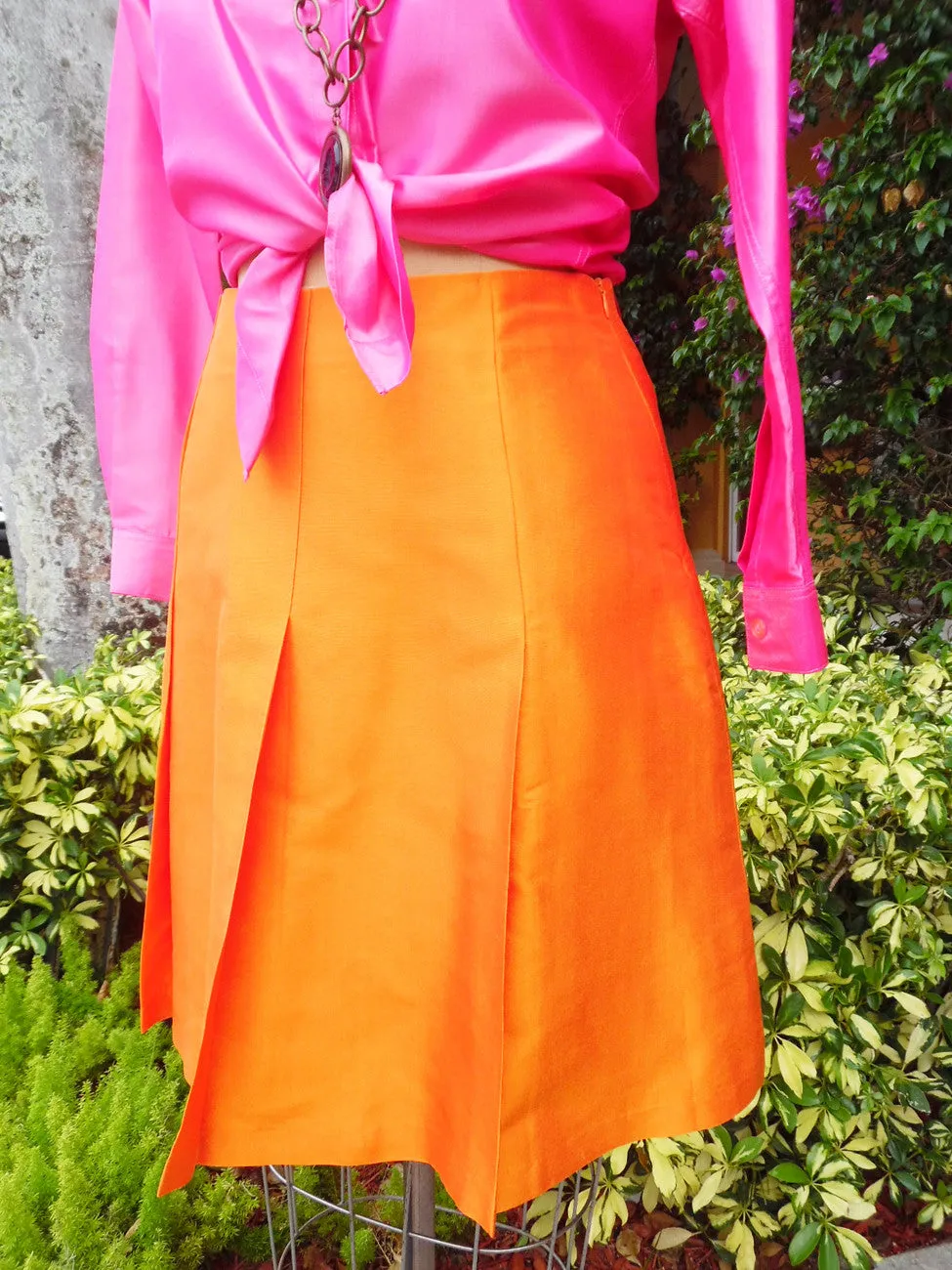 Pleated Cocktail Skirt Thai Silk Carrot