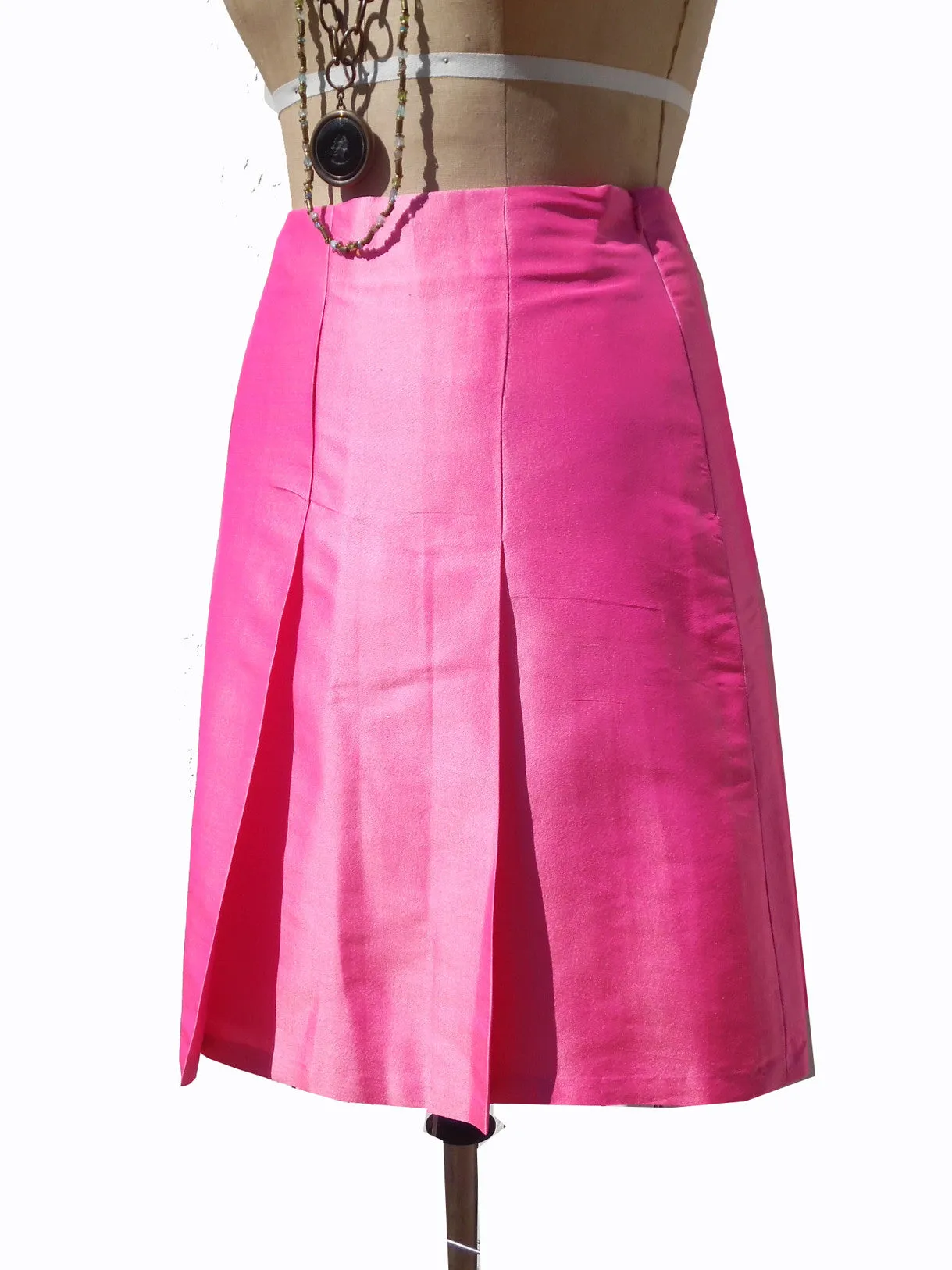 Pleated Cocktail Skirt Thai Silk Carrot