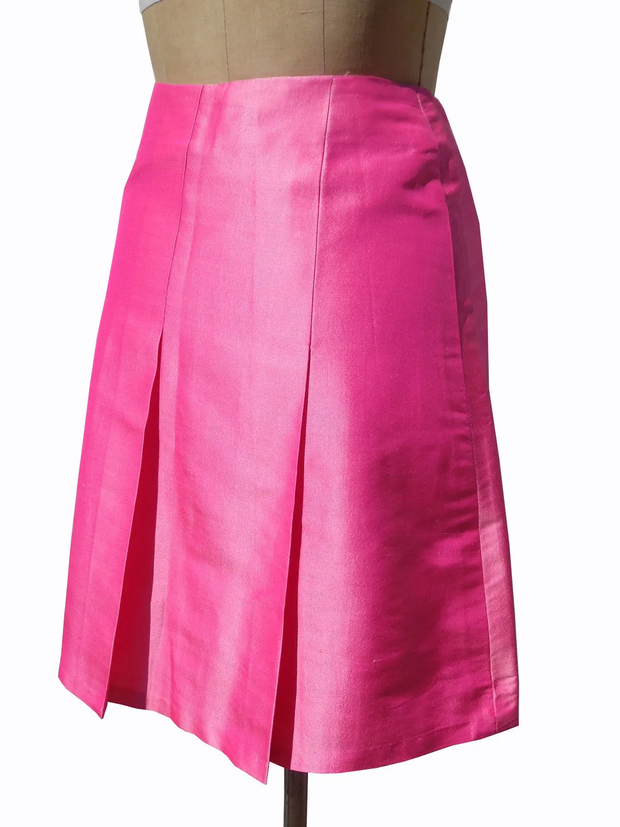 Pleated Cocktail Skirt Thai Silk Carrot