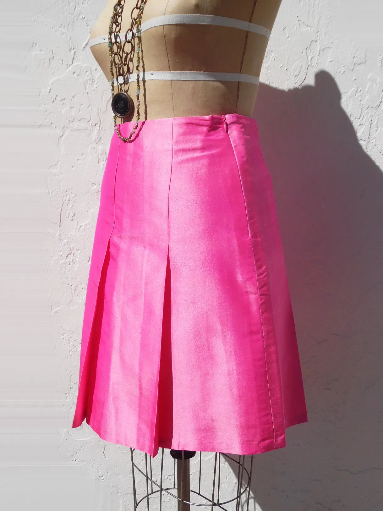 Pleated Cocktail Skirt Thai Silk Carrot