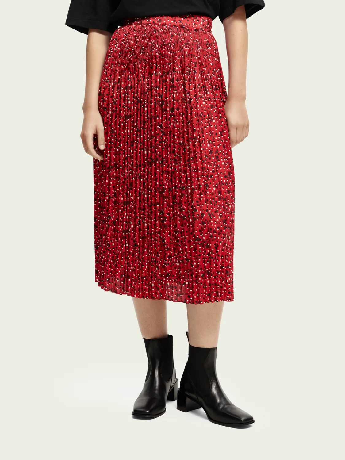 Pleated printed Maxi Skirt