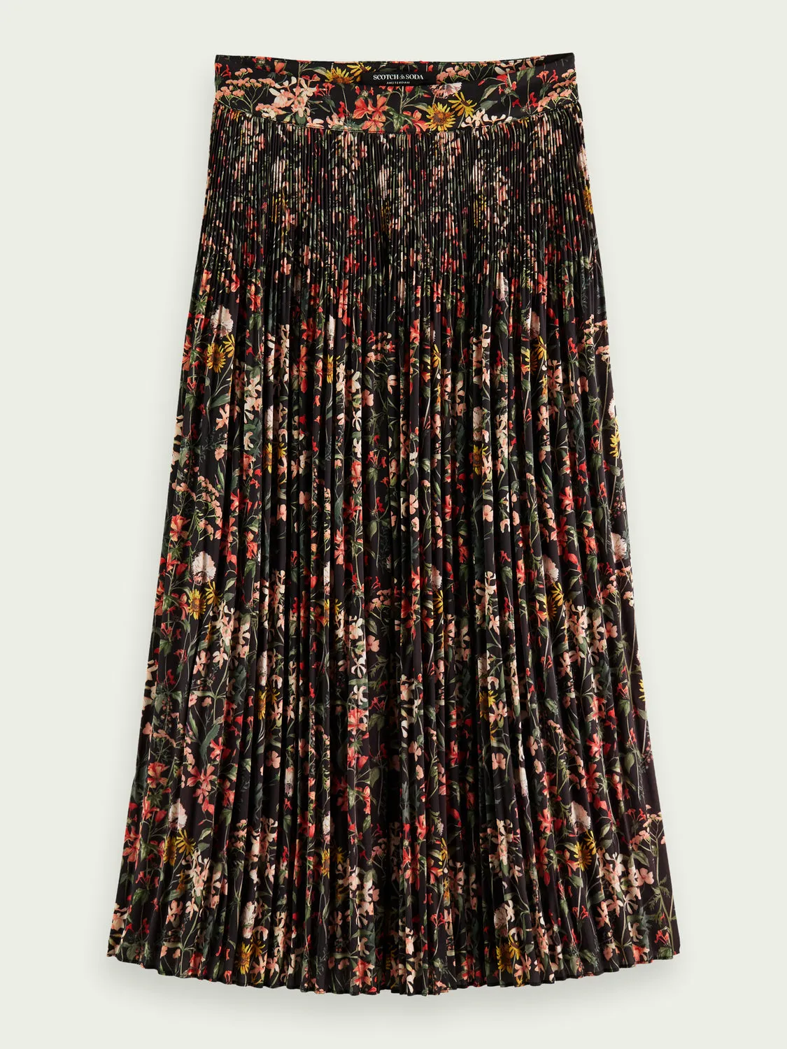 Pleated printed Maxi Skirt