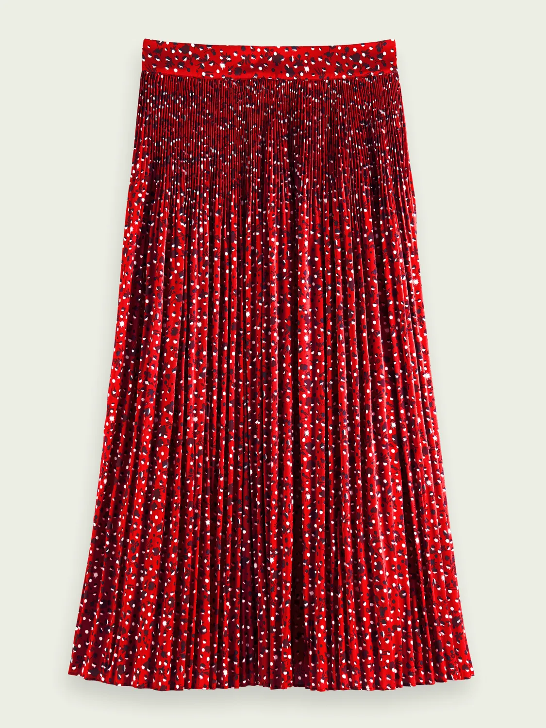 Pleated printed Maxi Skirt