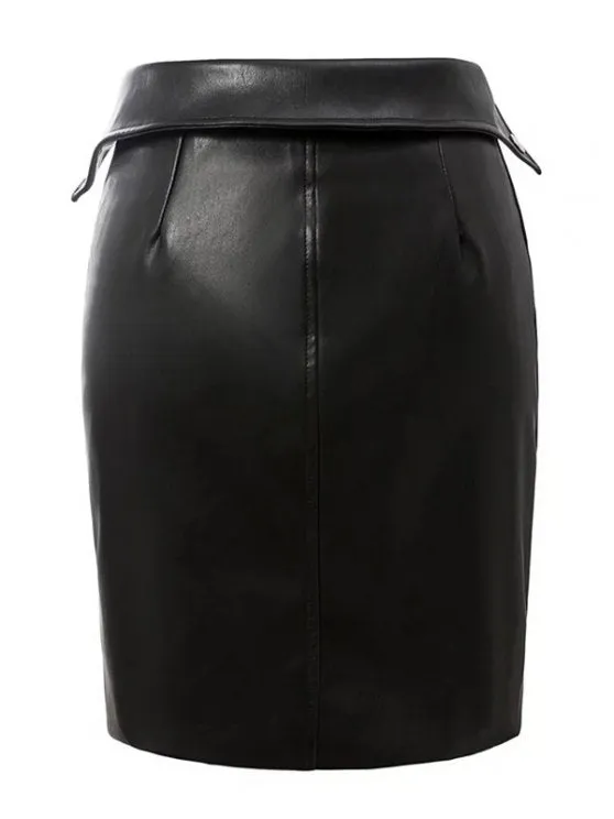 Pretty PU Leather Zippered Bodycon Skirt