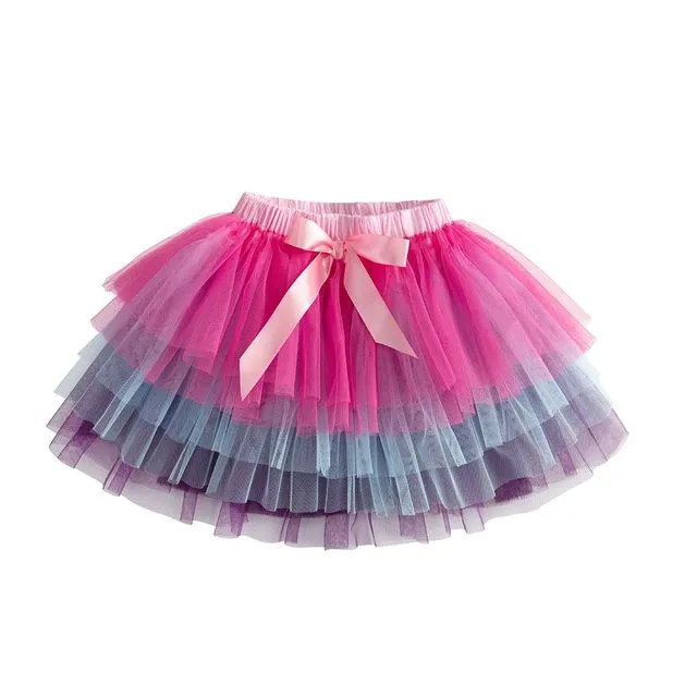 Purple Rainbow Multi Tulle Tutu Skirt 3T-8T