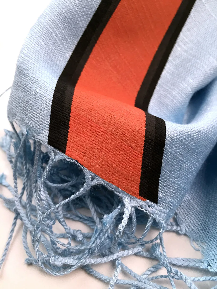 Racing Stripes Scarf: Le Mans Mirage linen-weave pashmina