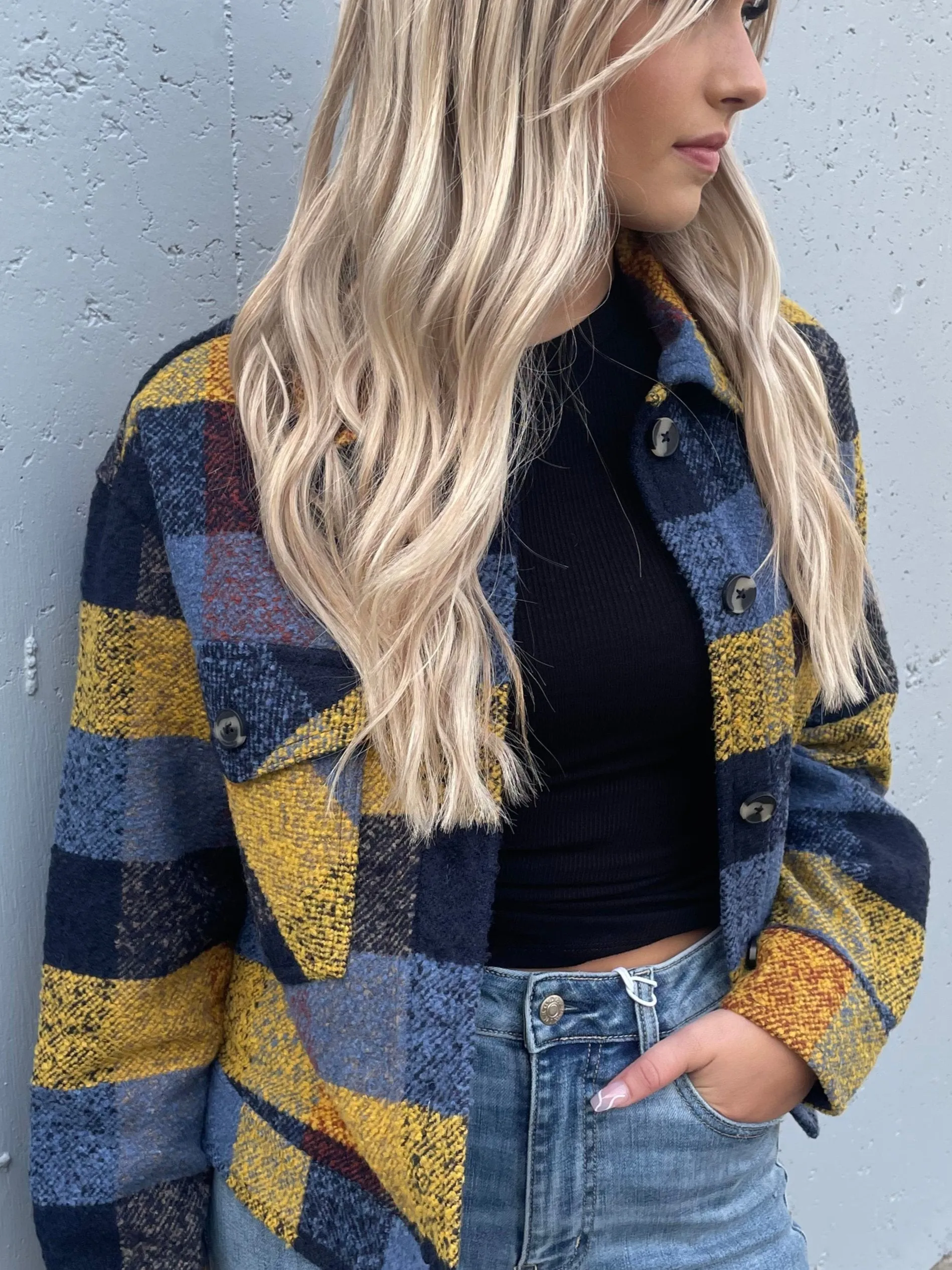 RD Style Plaid Cropped Jacket