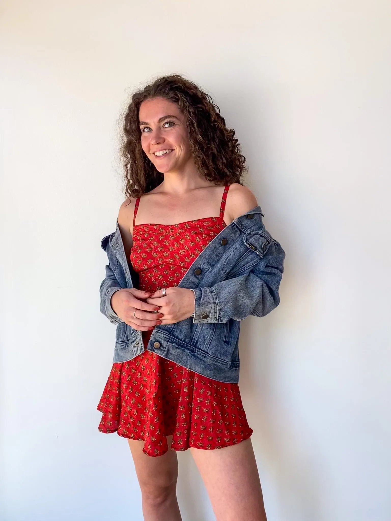 Red Paisley Slip Dress—[S]