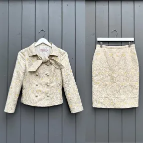 RED VALENTINO Gold Beige Cotton Blend Skirt Suit