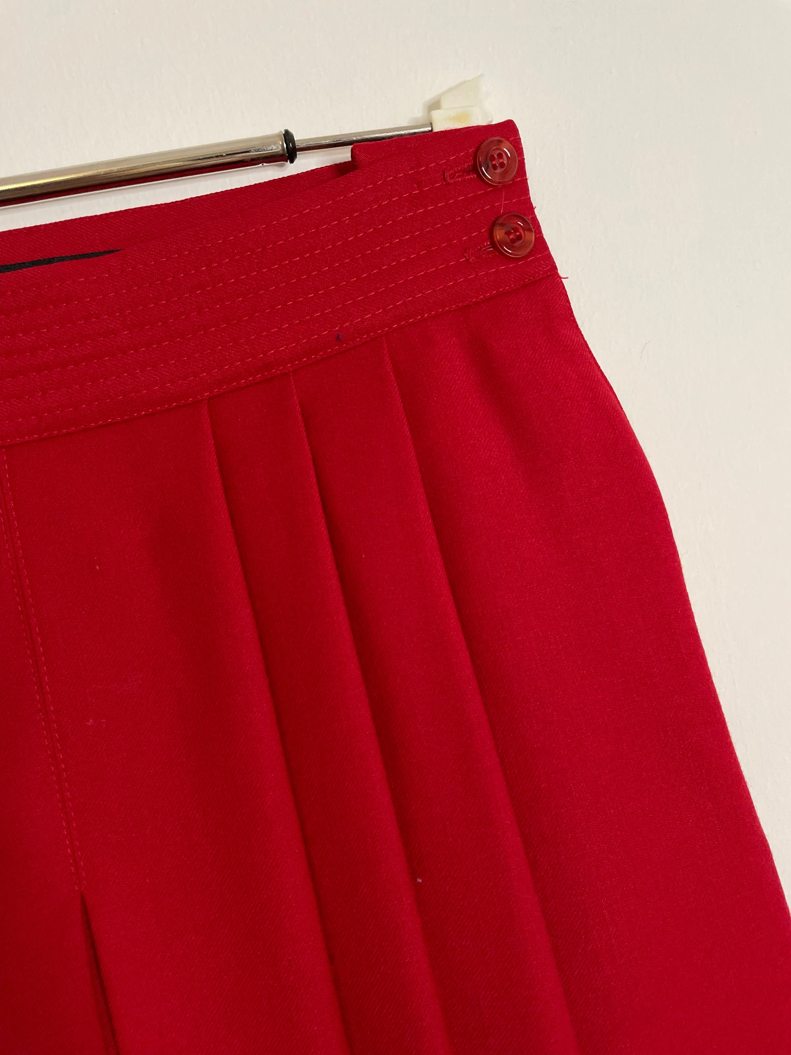 RED WOOL MIDI LENGTH SKIRT