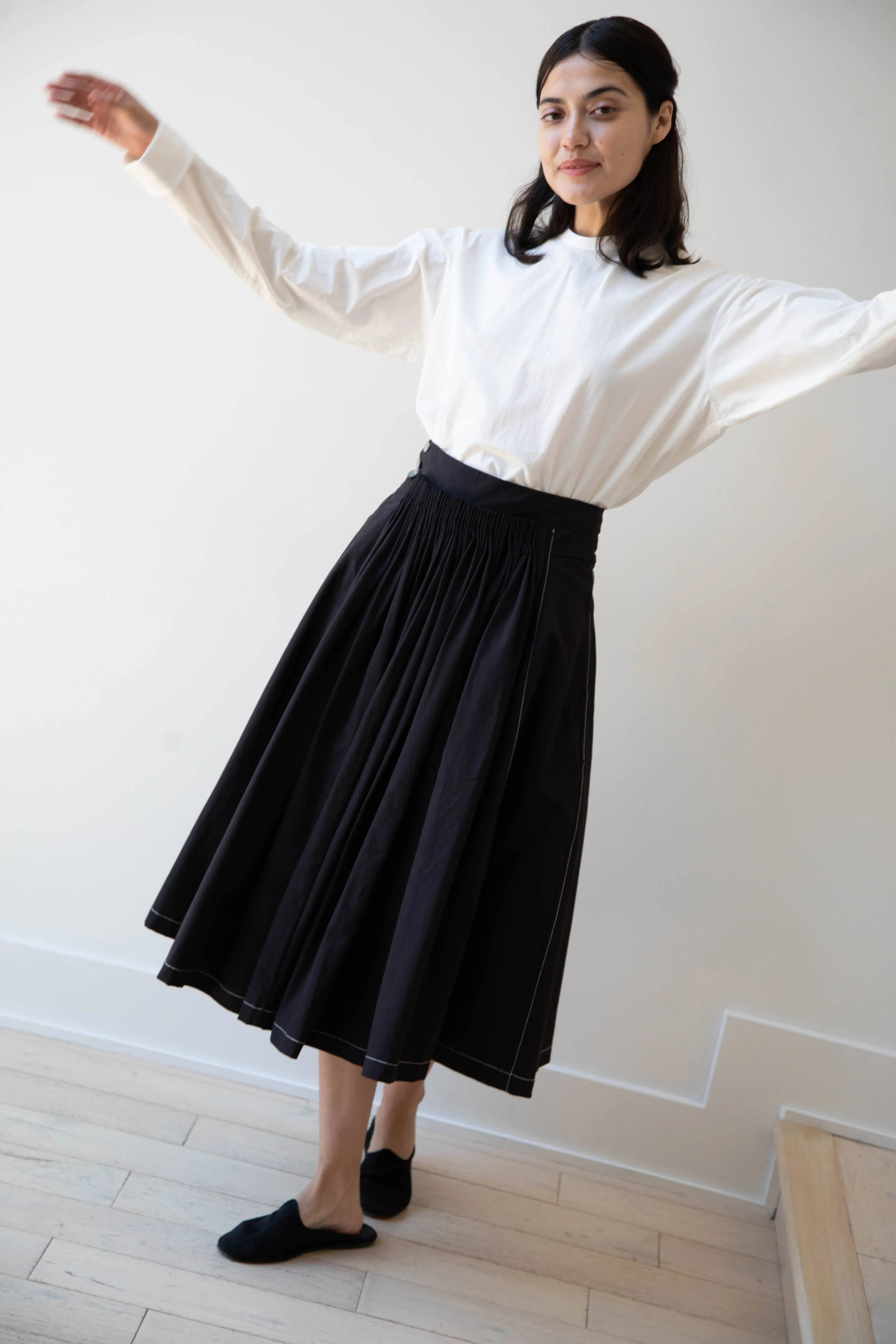 Renli Su | Pintuck Skirt in Black