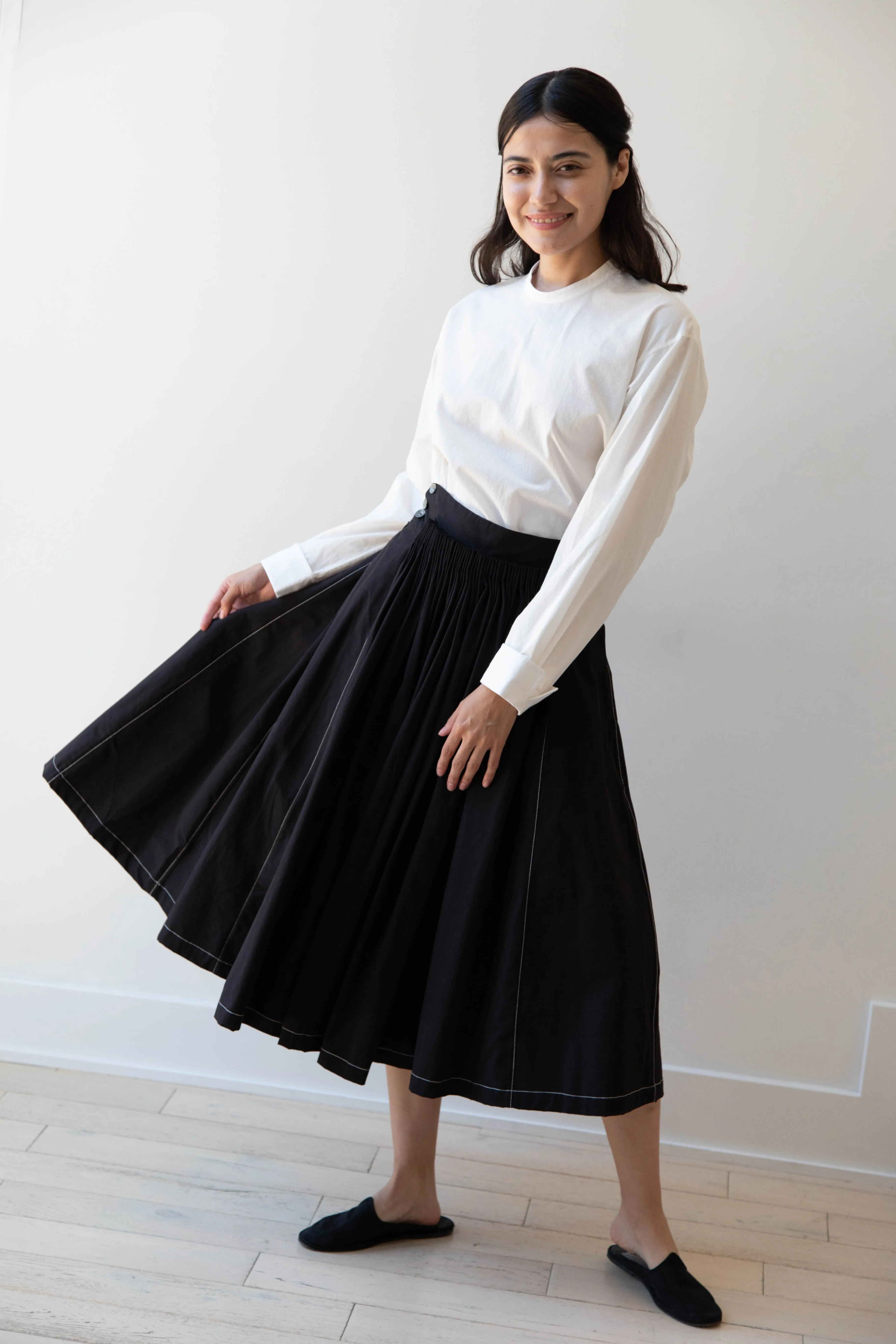 Renli Su | Pintuck Skirt in Black