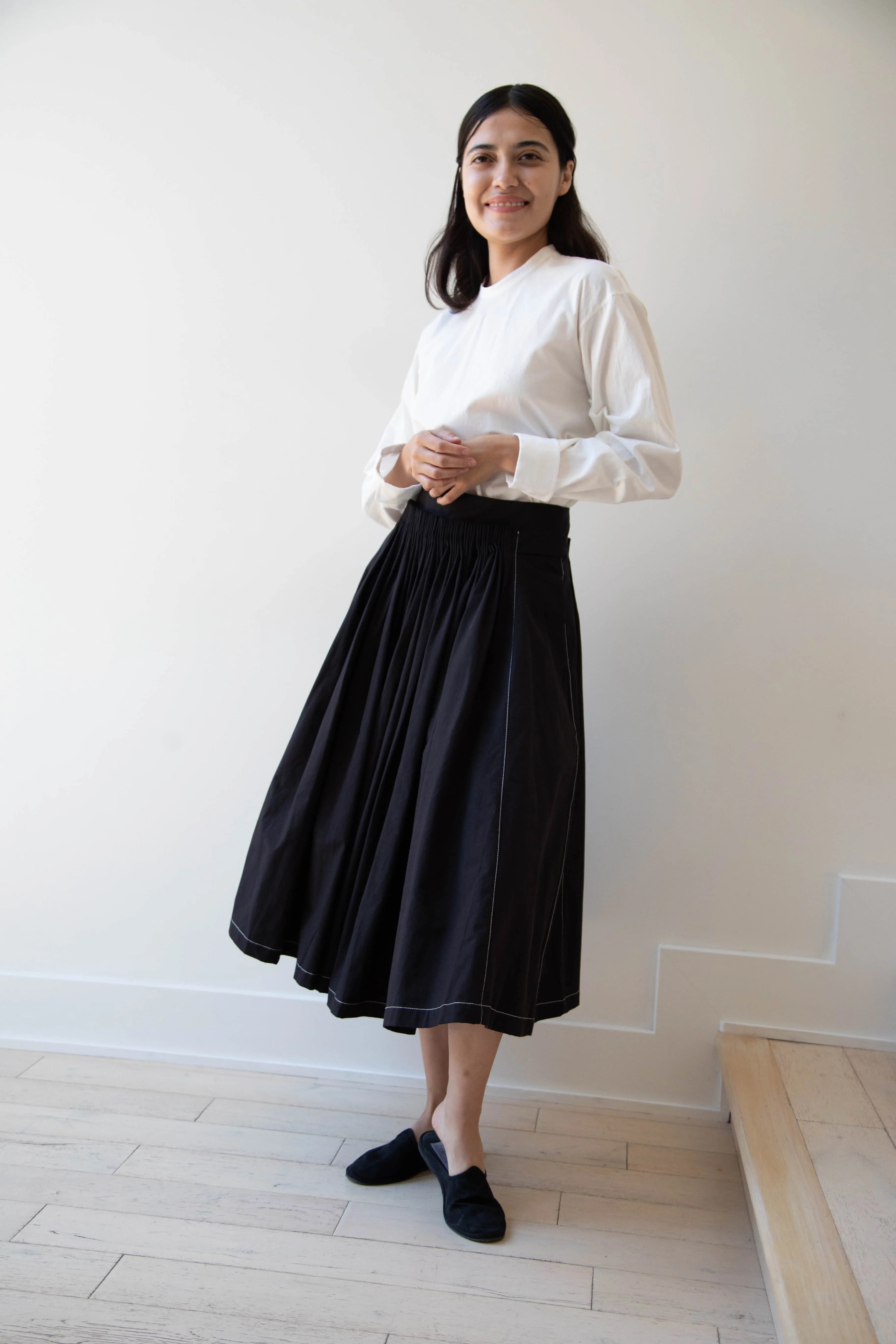 Renli Su | Pintuck Skirt in Black