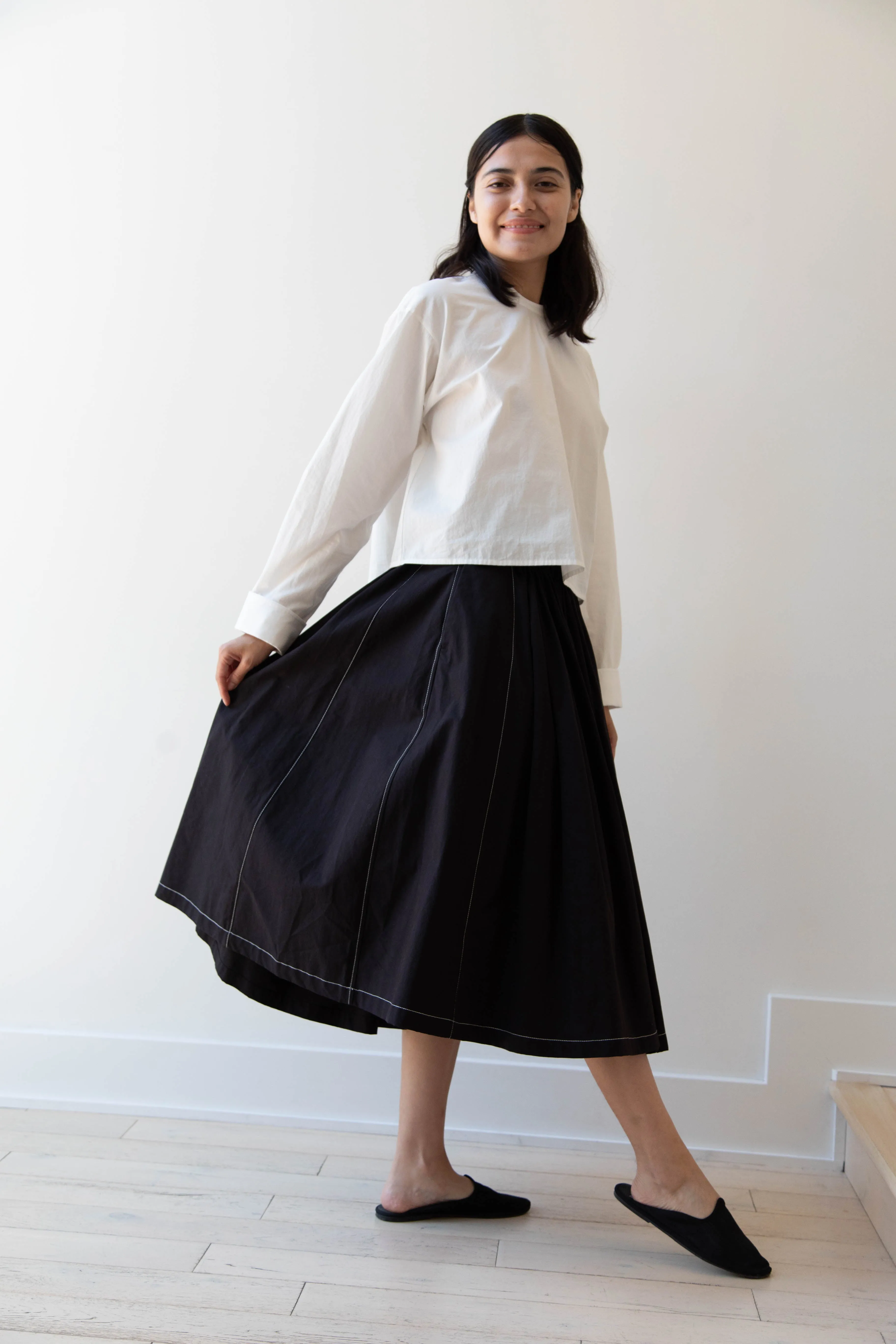 Renli Su | Pintuck Skirt in Black