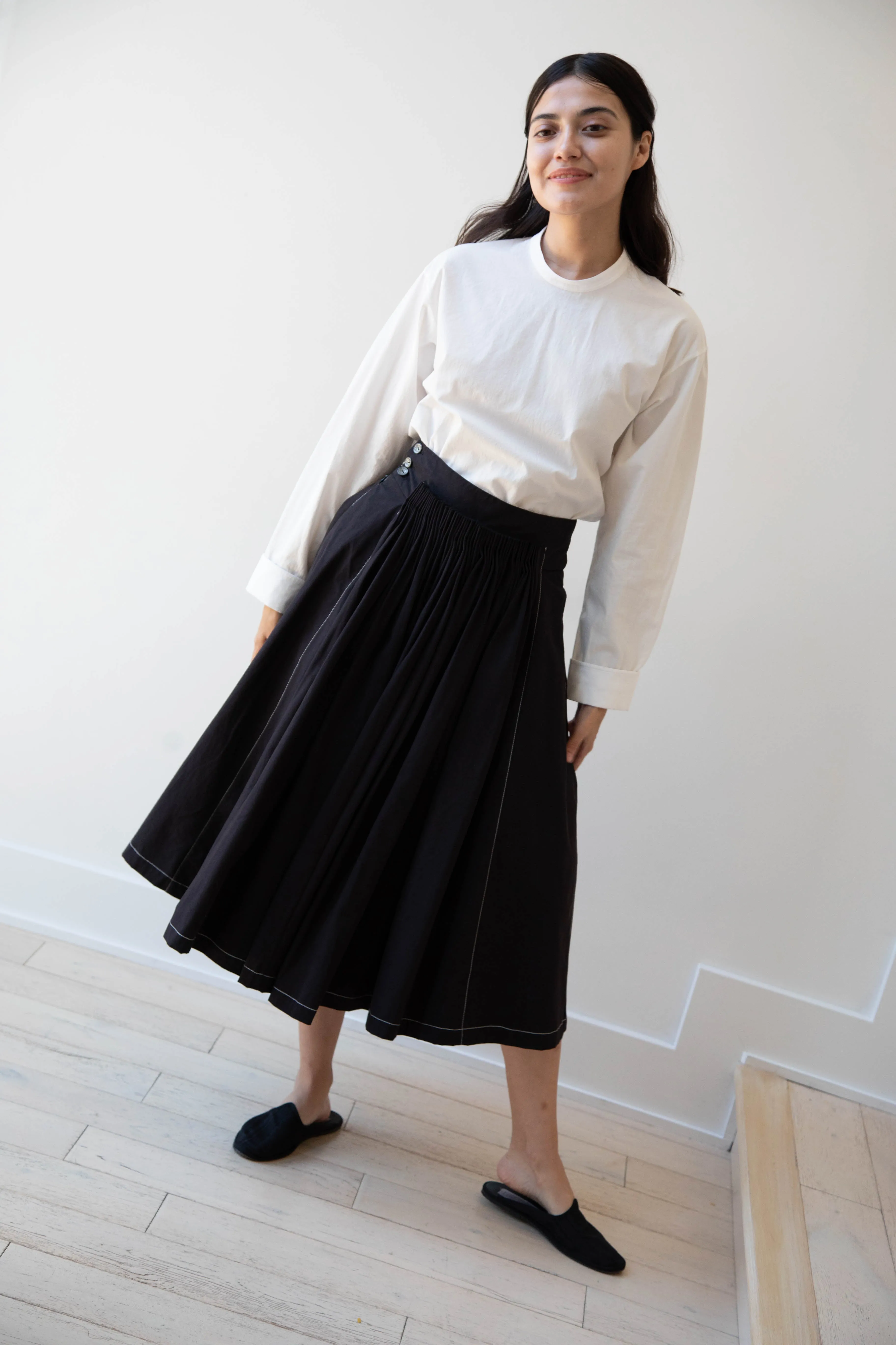 Renli Su | Pintuck Skirt in Black