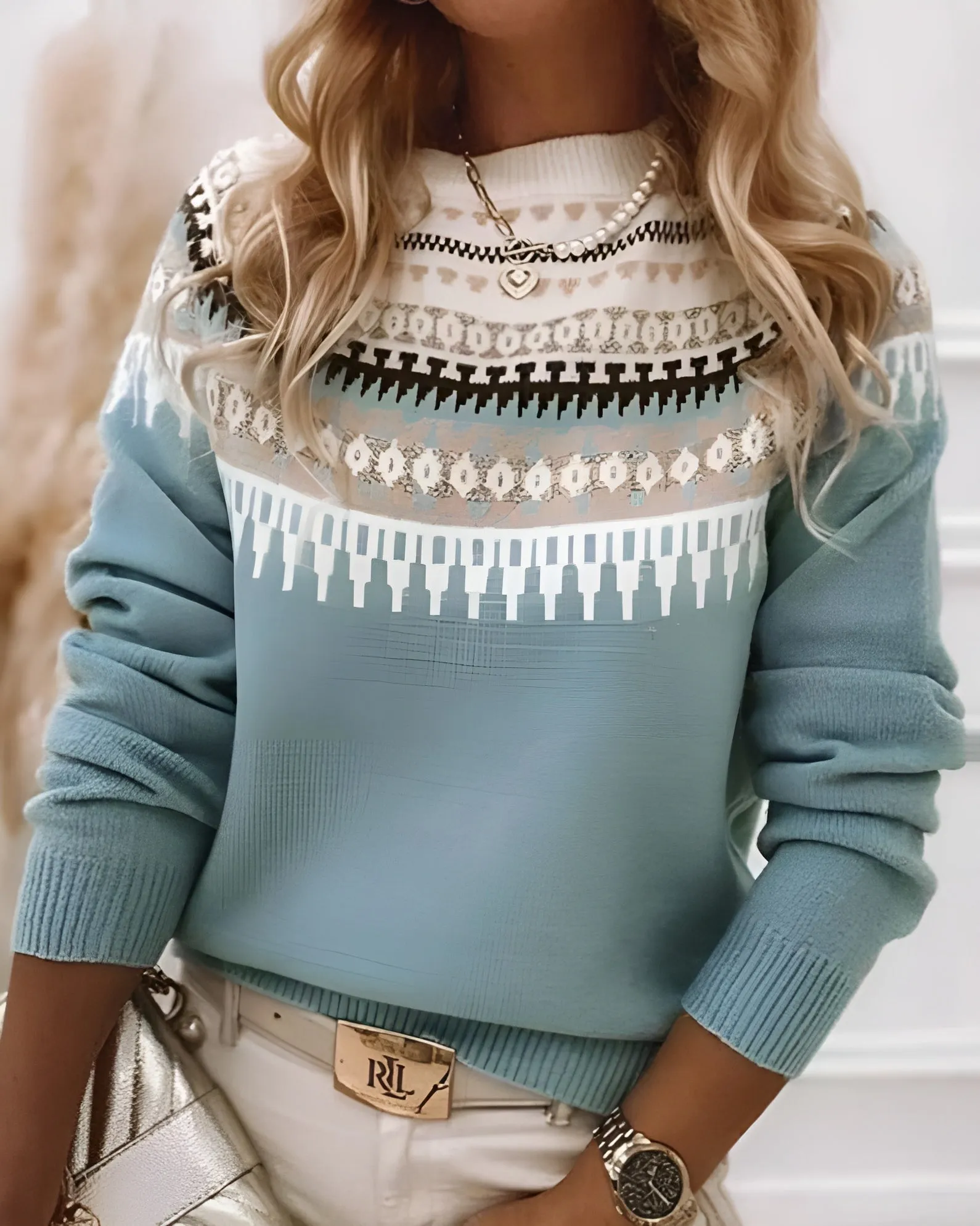 Retro Style Winter Long Sleeve Knitted Sweater