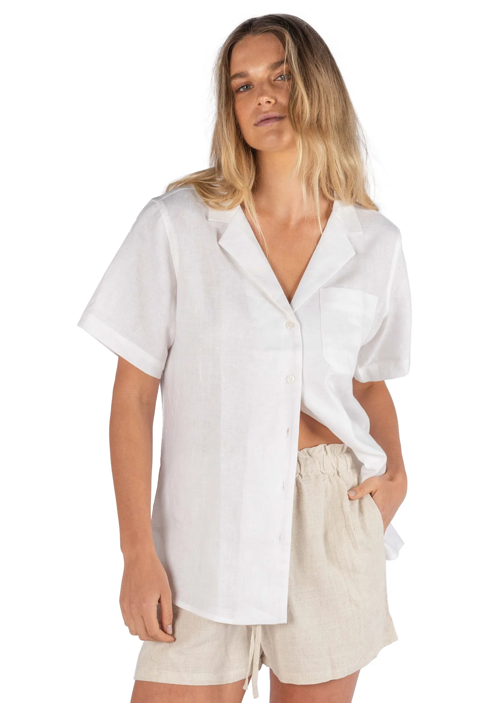 Revere SS White Linen T-shirt