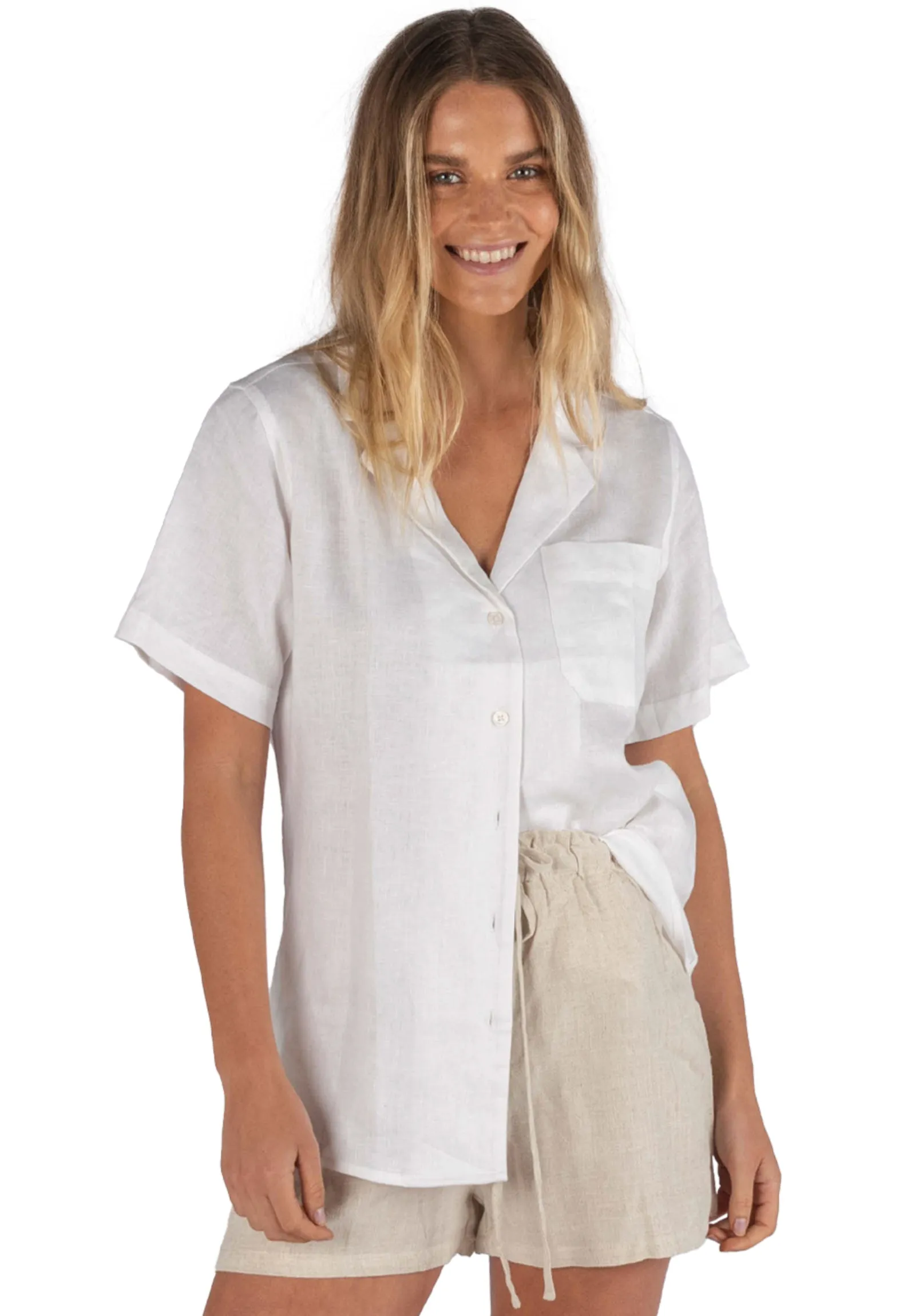 Revere SS White Linen T-shirt