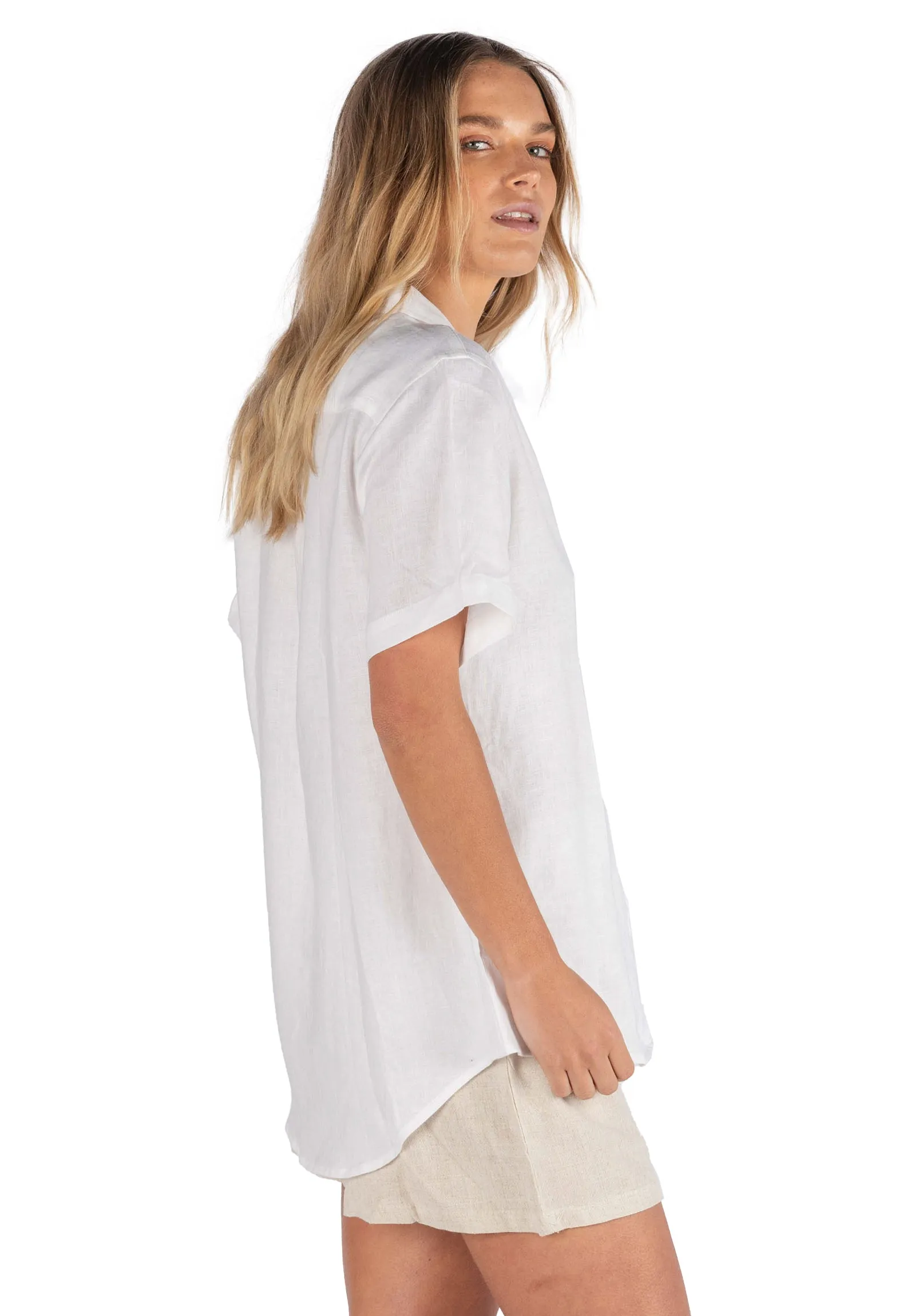 Revere SS White Linen T-shirt