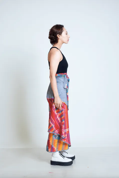 Reversible Wrap Skirt (Kotki & Grey)