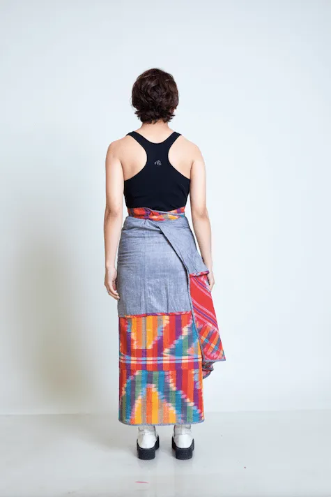 Reversible Wrap Skirt (Kotki & Grey)