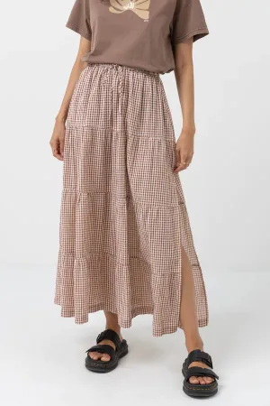 Rhythm Lola Check Tiered Maxi Skirt