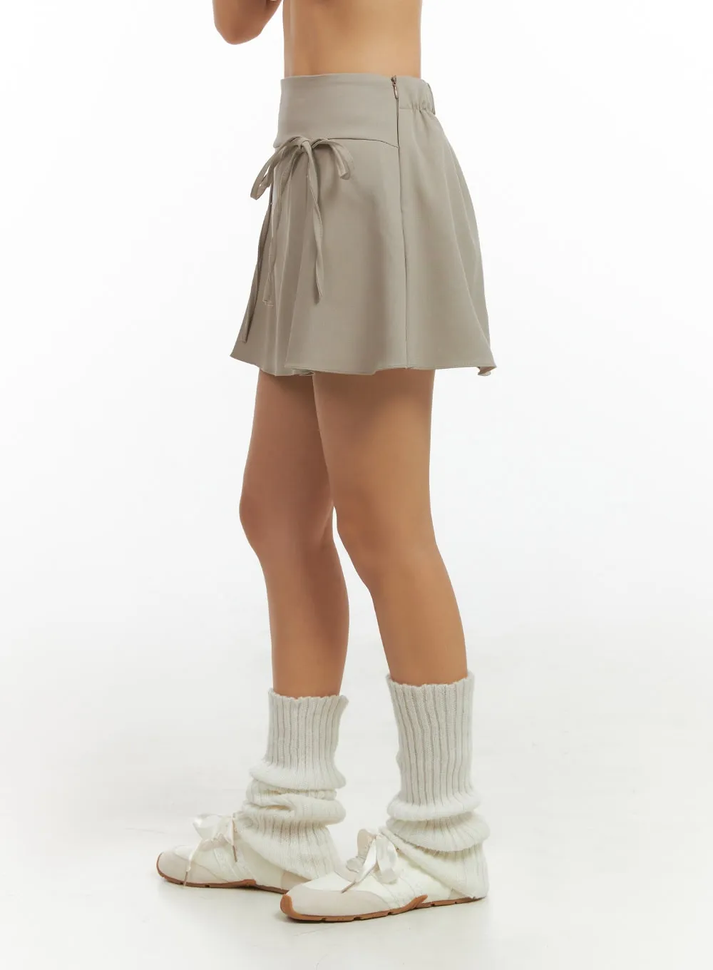 Ribbon Pleated Mini Skirt IS402