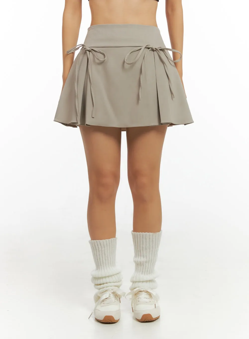 Ribbon Pleated Mini Skirt IS402