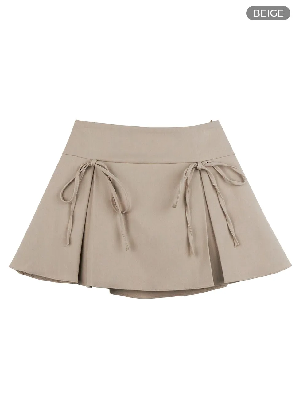 Ribbon Pleated Mini Skirt IS402