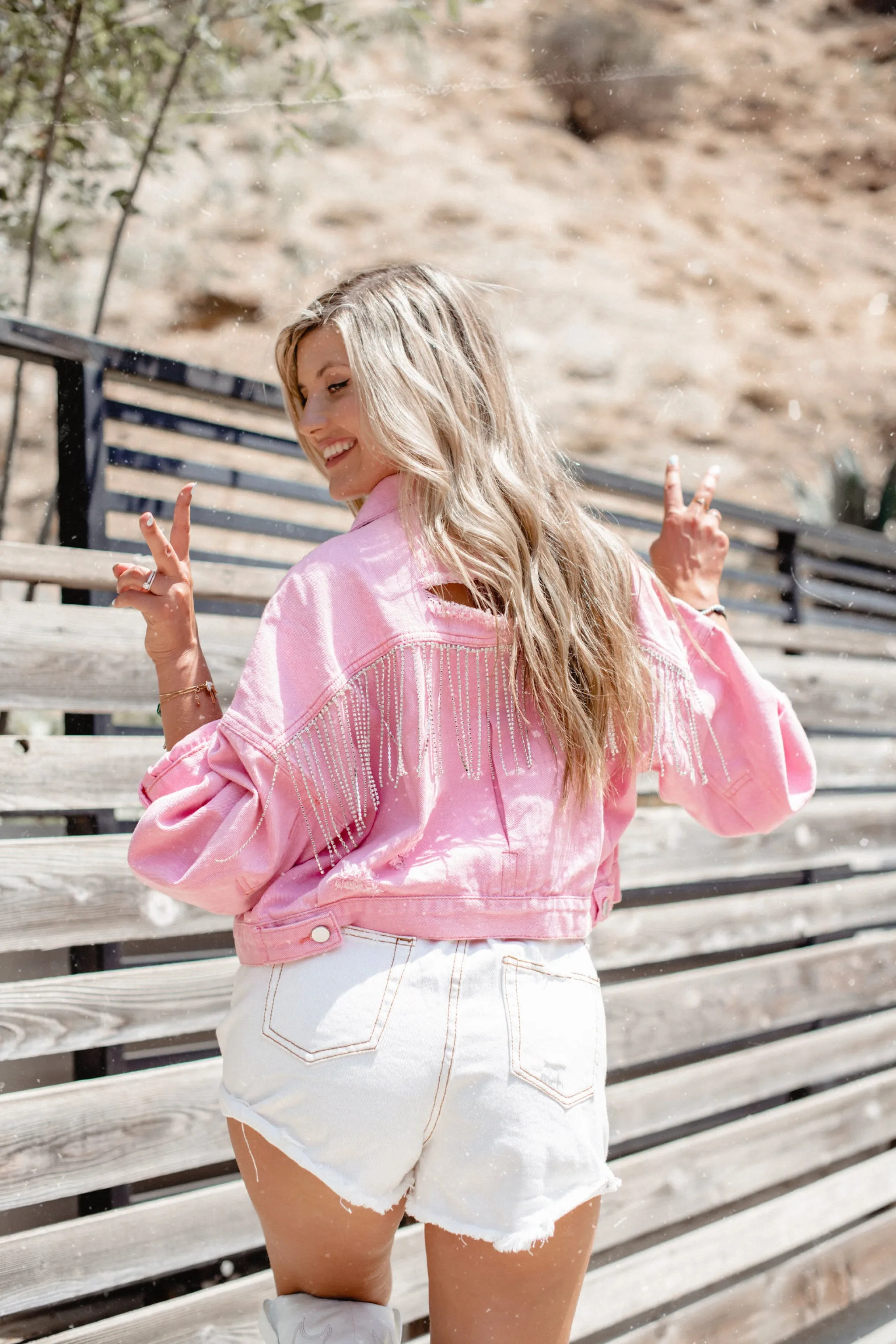 Rodeo Glam Denim Jacket - Light Pink