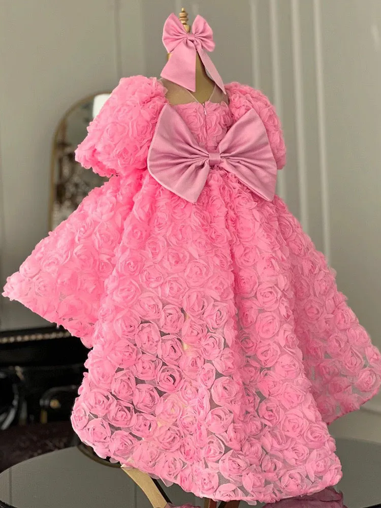 Rose tail Princess Dress Elegant Layered Girls' Dress Colors and sizes can be customized