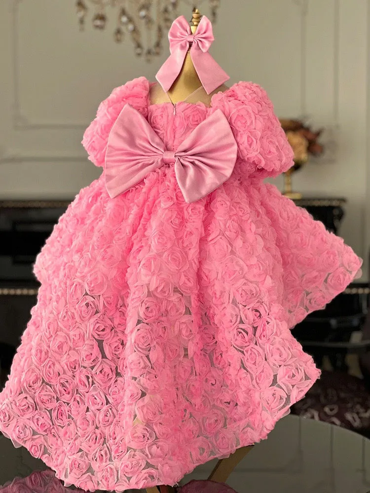 Rose tail Princess Dress Elegant Layered Girls' Dress Colors and sizes can be customized