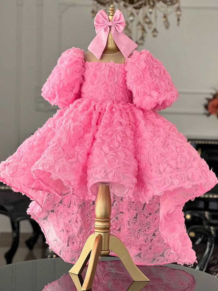 Rose tail Princess Dress Elegant Layered Girls' Dress Colors and sizes can be customized