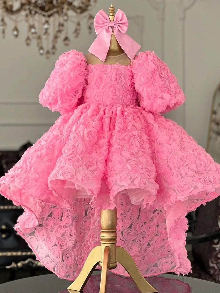 Rose tail Princess Dress Elegant Layered Girls' Dress Colors and sizes can be customized