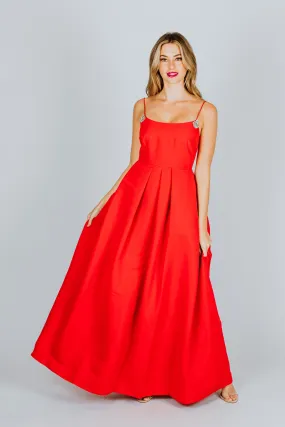 Sachin & Babi Gwen Pleated Ballgown Cherry Red